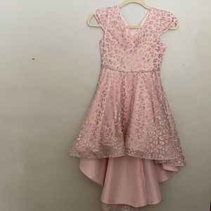 Fun Fashion Pink/RoseGold Glitter Leopard Print Hi-Low Dress